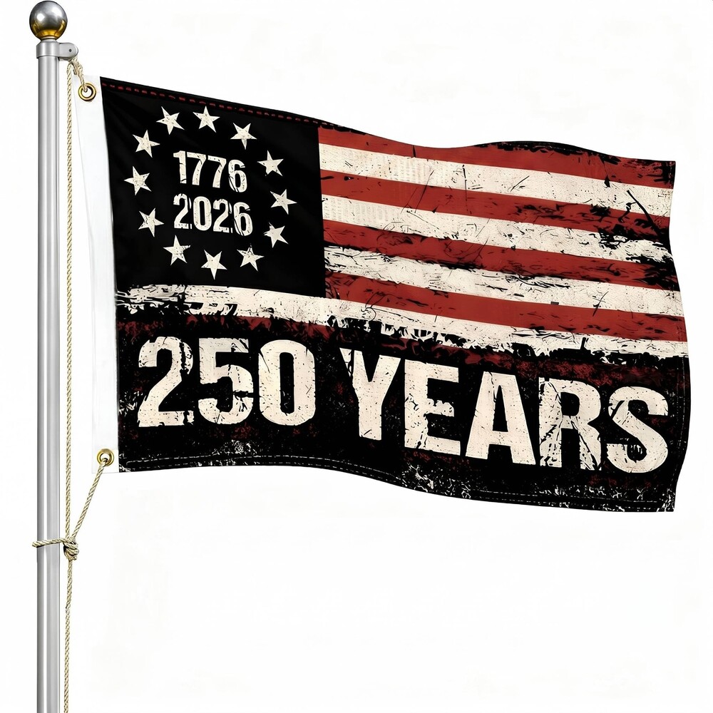 250 Years Flag 3x5 Feet Vintage American Flag 1776 2026 Double Sided Print